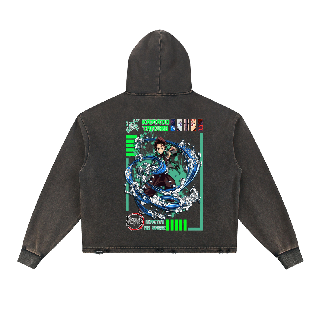 Vintage Washed Frayed-Hem Hoodie