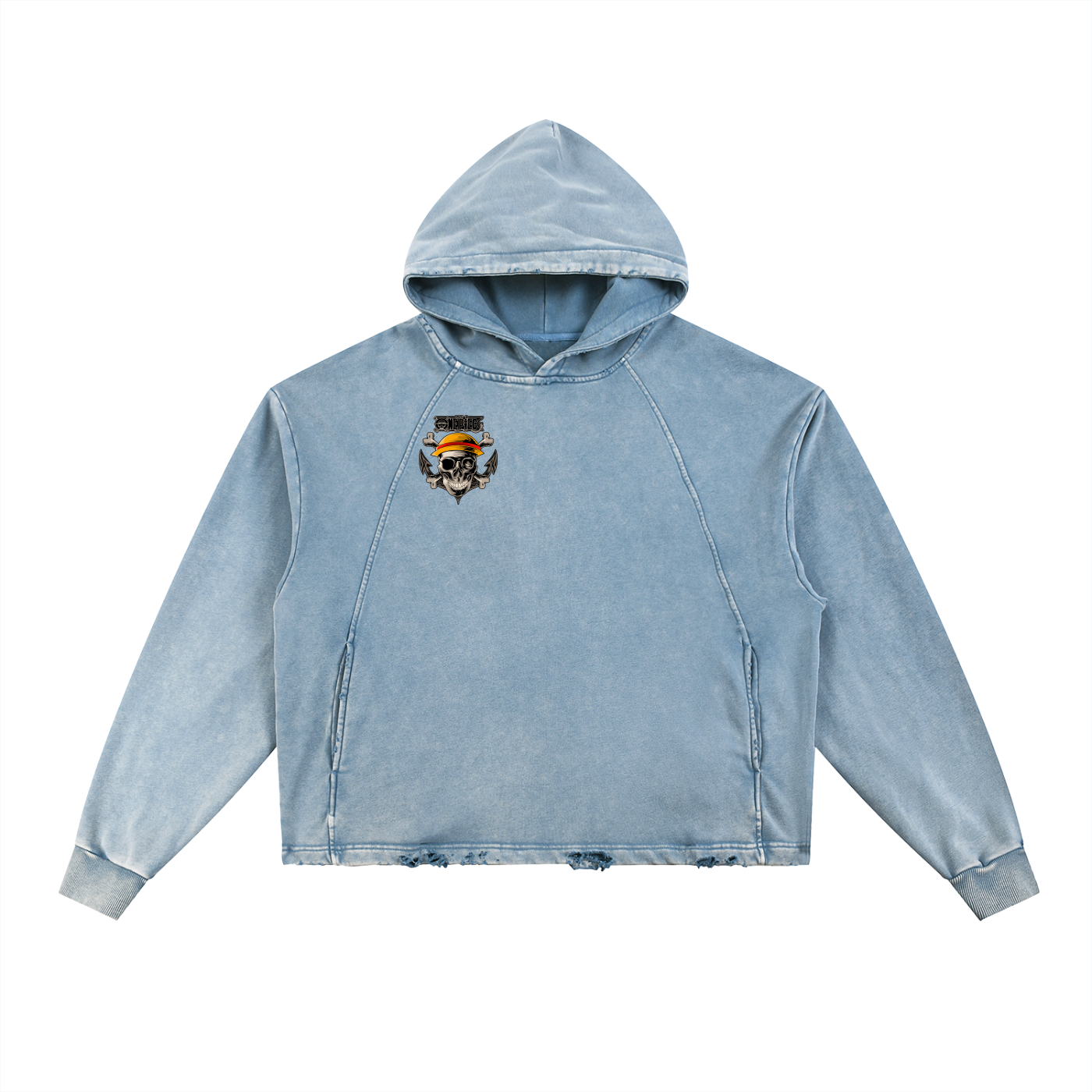 Vintage Washed Frayed-Hem Hoodie