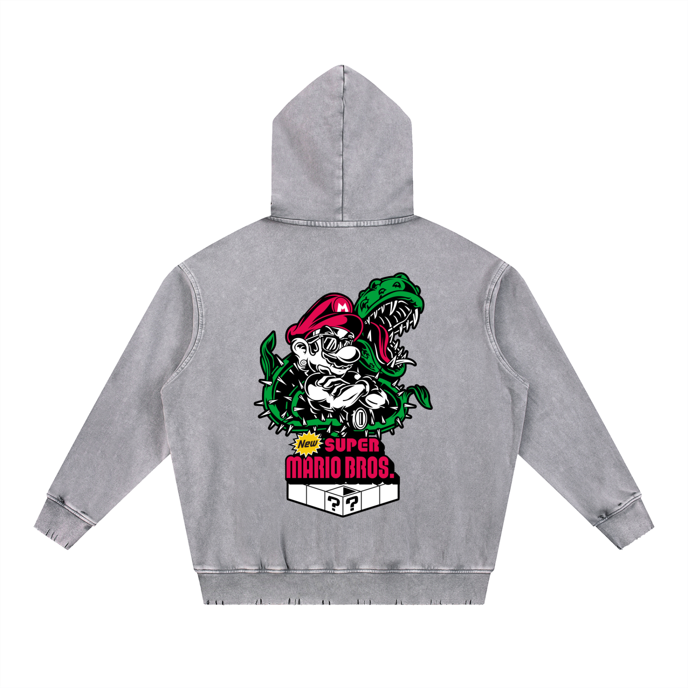 Anime Snow Wash Hand-Frayed Heavyweight  Hoodie