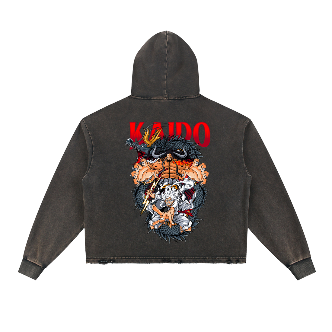 Vintage Washed Frayed-Hem Hoodie