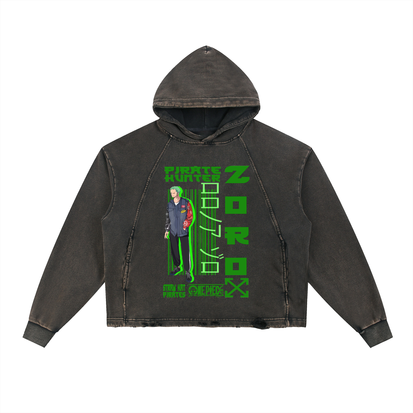Vintage Washed Frayed-Hem Hoodie