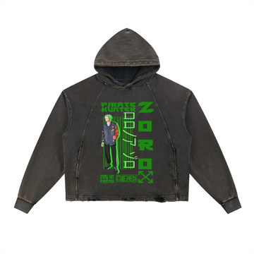 Vintage Washed Frayed-Hem Hoodie