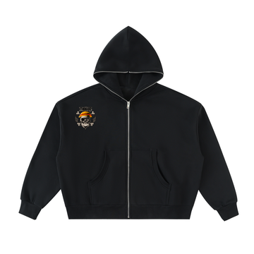 Fleeced Full-Zip Boxy Hoodie