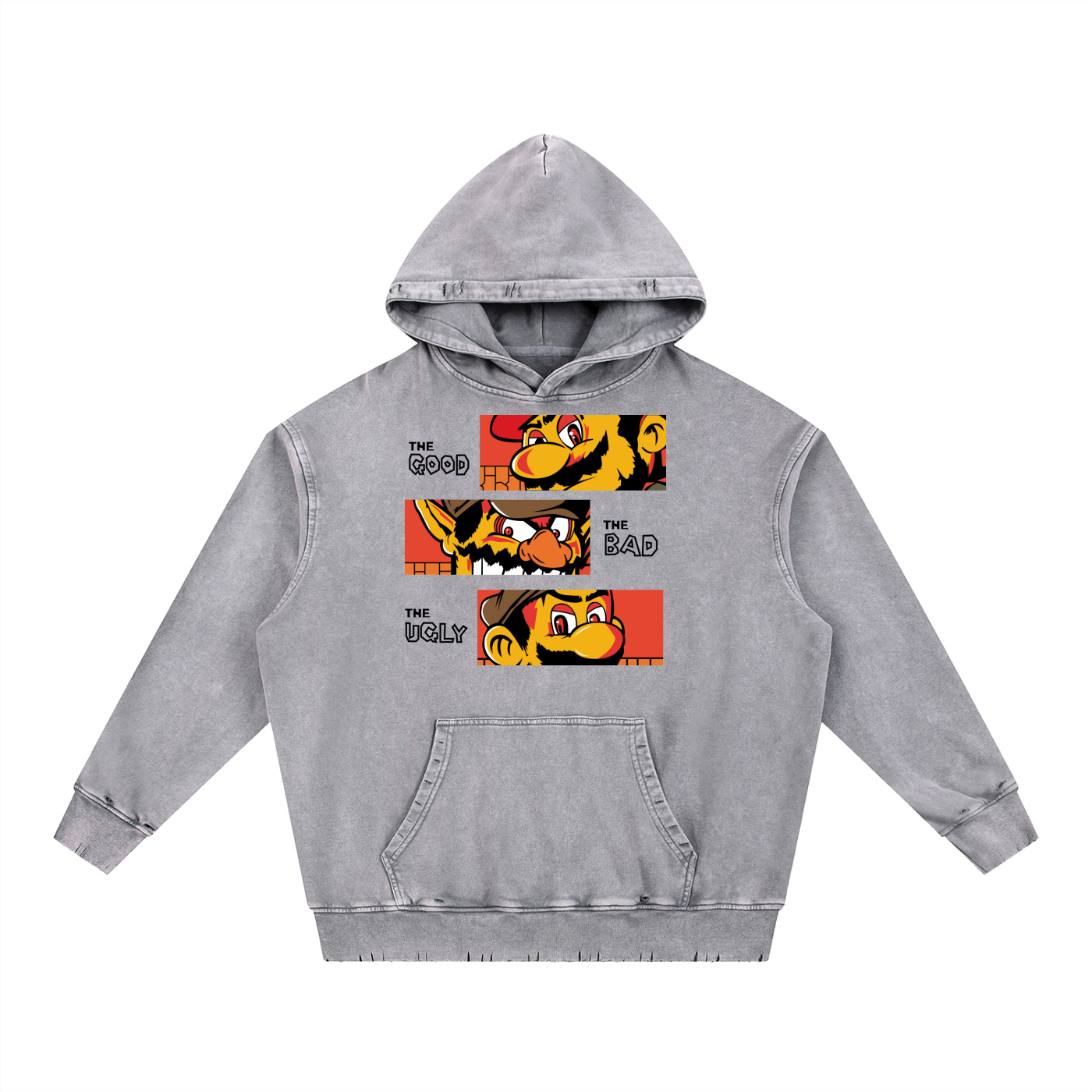 Anime Snow Wash Hand-Frayed Heavyweight  Hoodie