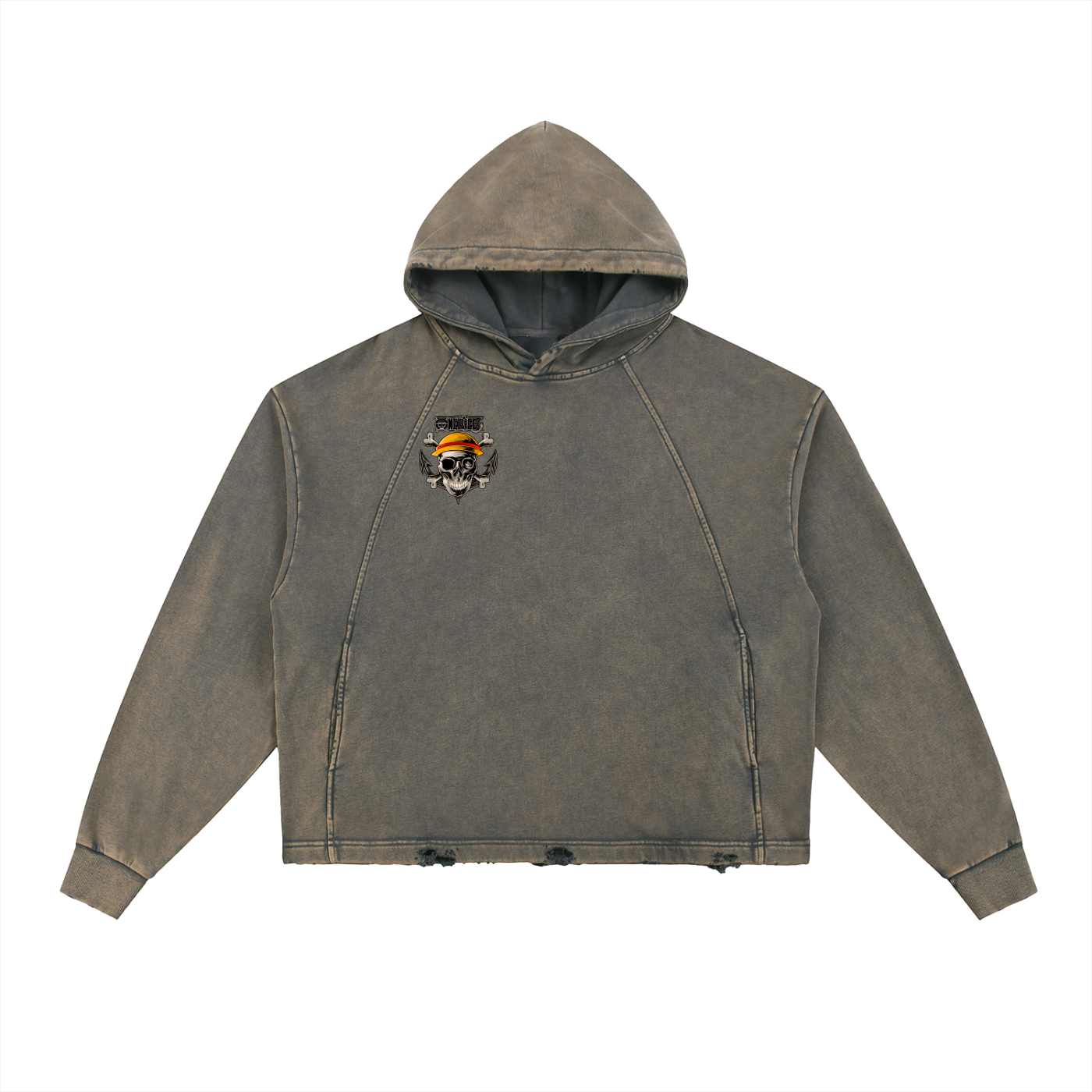 Vintage Washed Frayed-Hem Hoodie