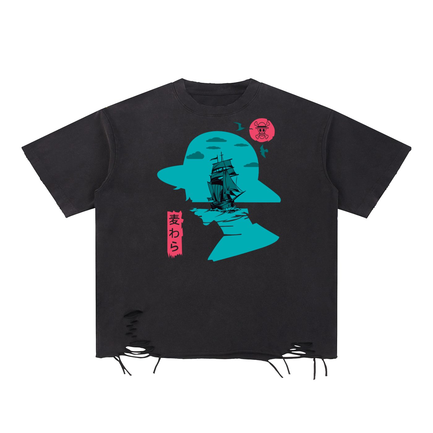 Snow Washed Raw-Hem T-Shirt