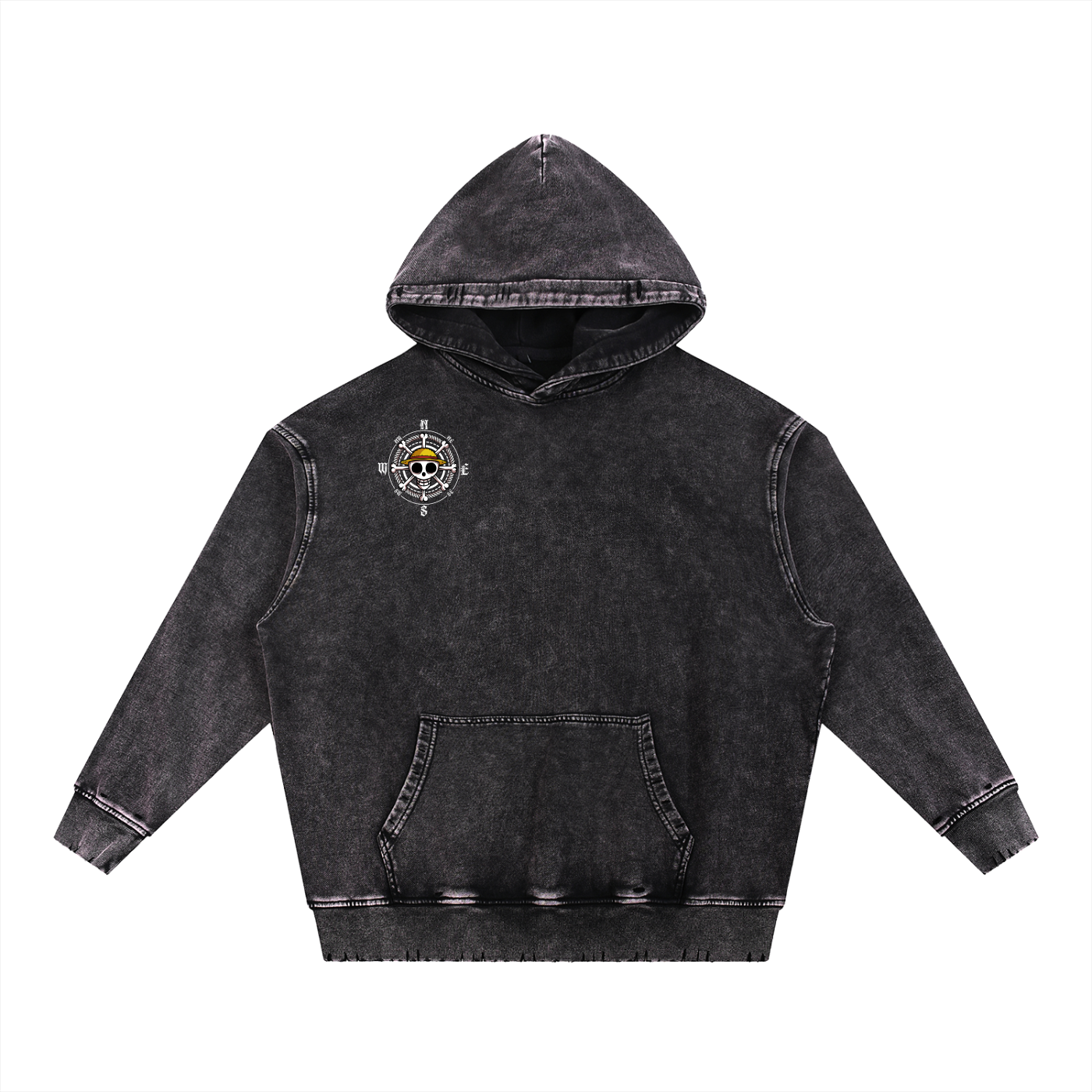 Snow Wash Hand-Frayed Heavyweight  Hoodie
