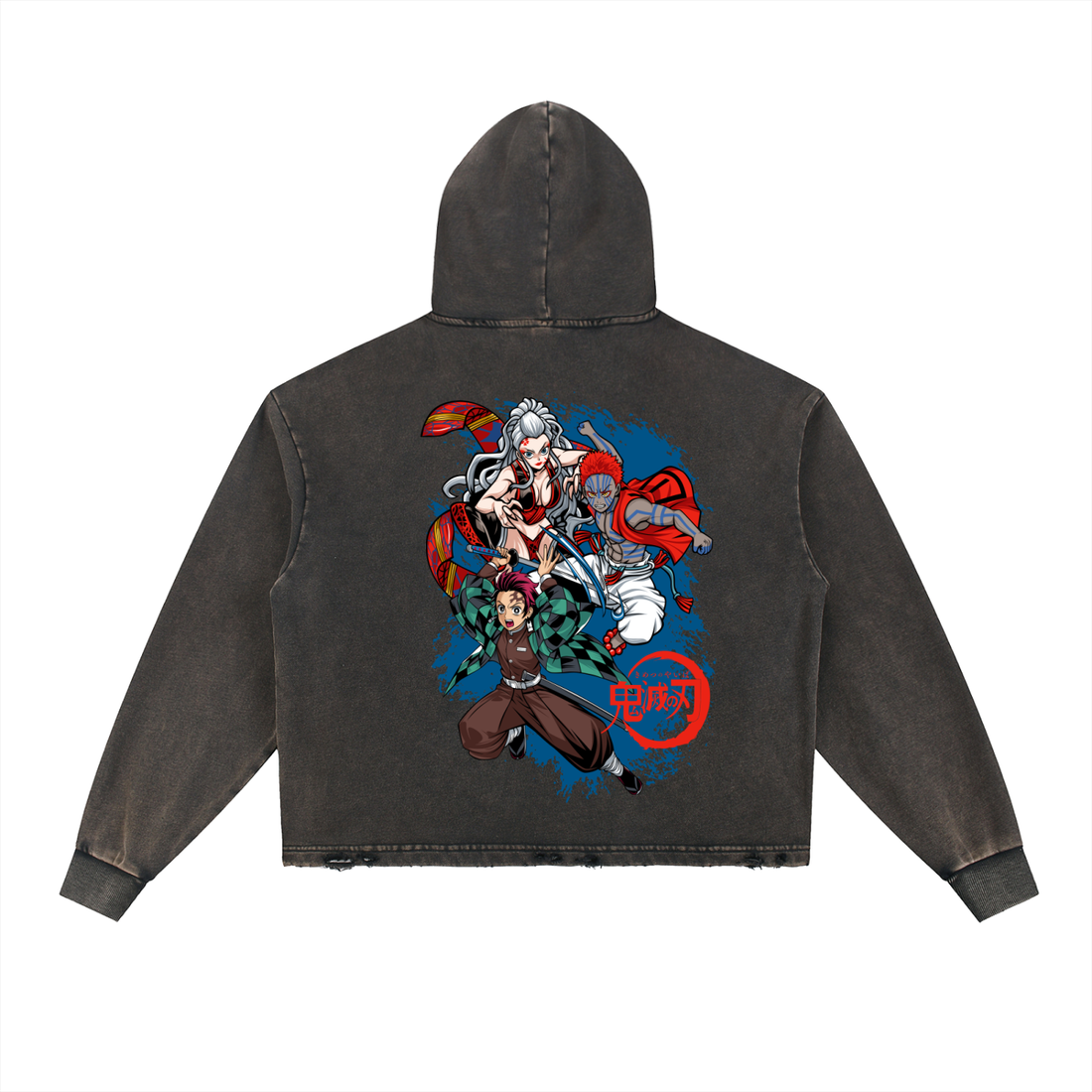 Vintage Washed Frayed-Hem Hoodie