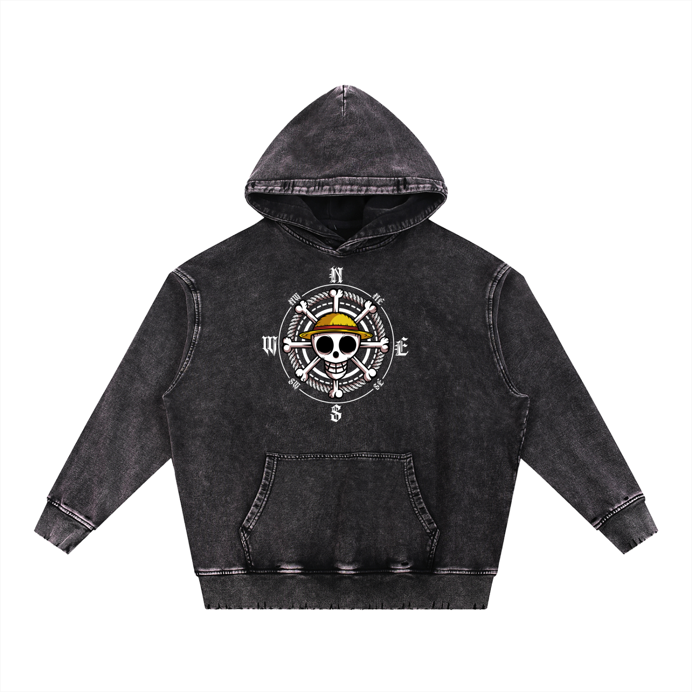 Snow Wash Hand-Frayed Heavyweight  Hoodie