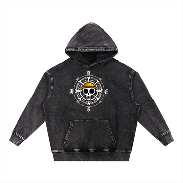 Snow Wash Hand-Frayed Heavyweight  Hoodie
