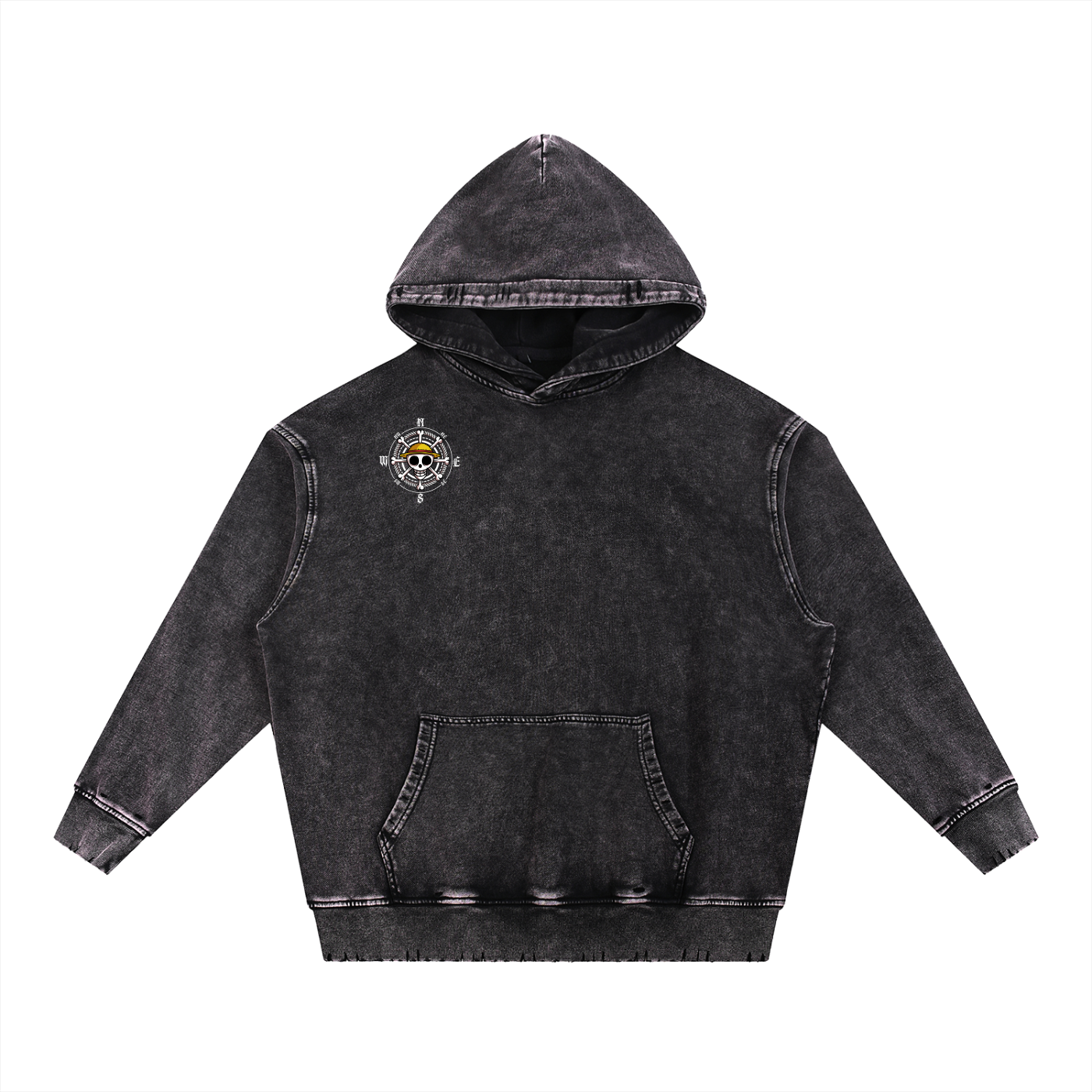 Snow Wash Hand-Frayed Heavyweight  Hoodie