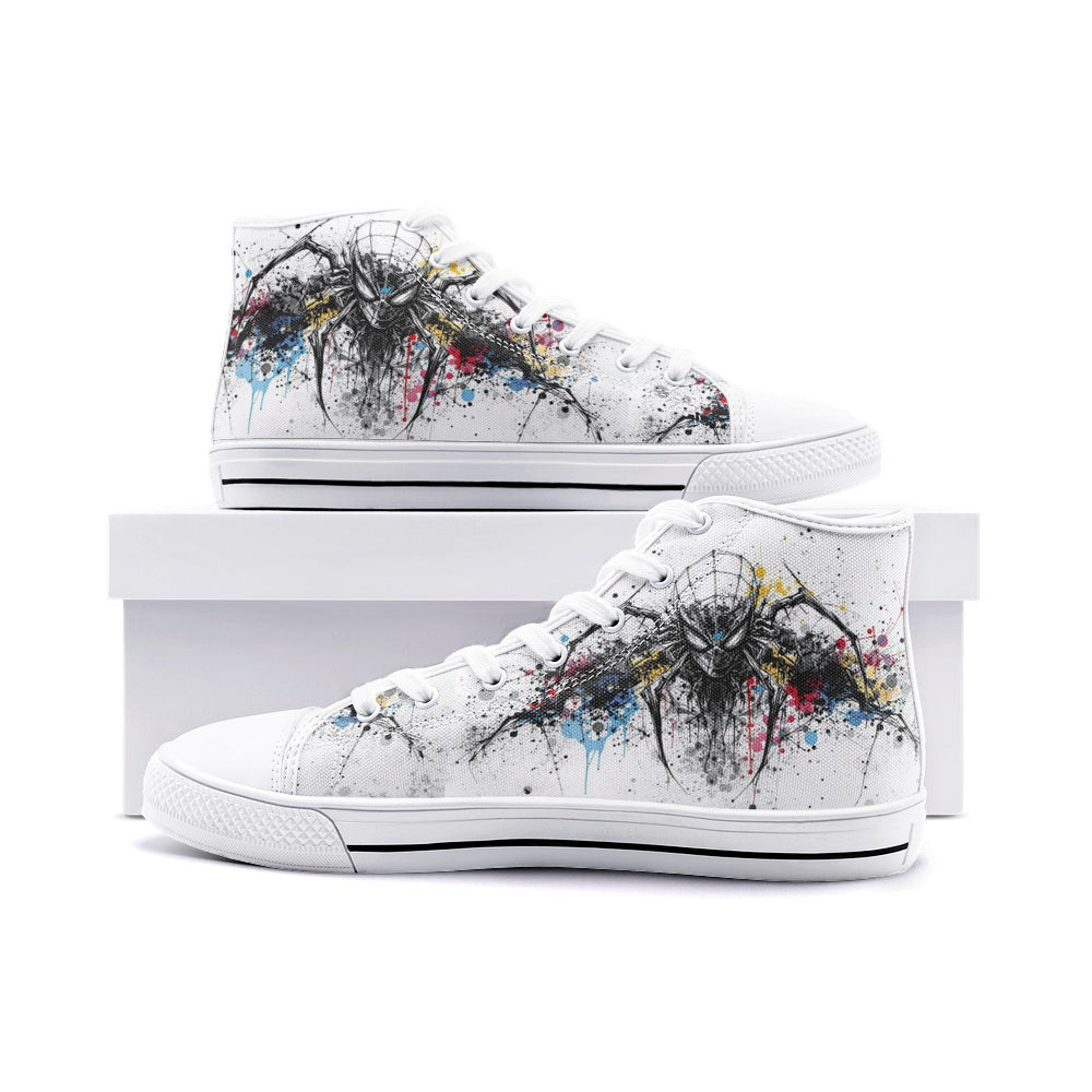 Spiderman Paint Edition (Unisex High Top Canvas Shoes)
