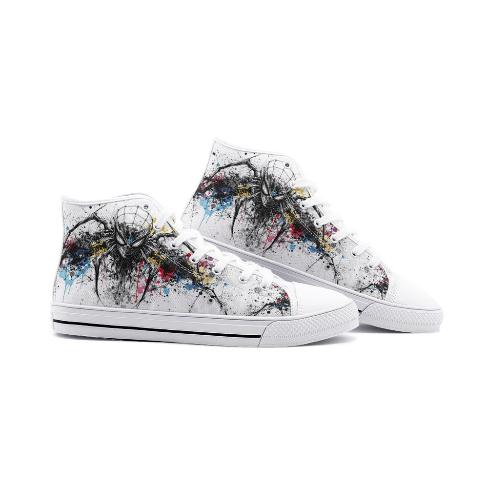 Spiderman Paint Edition (Unisex High Top Canvas Shoes)