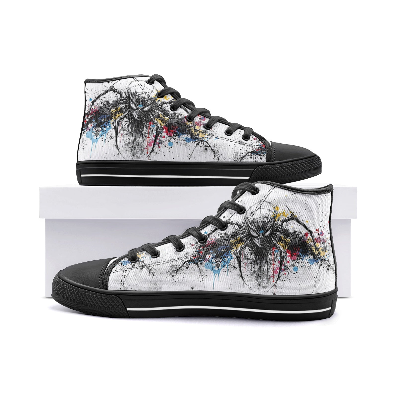 Spiderman Paint Edition (Unisex High Top Canvas Shoes)