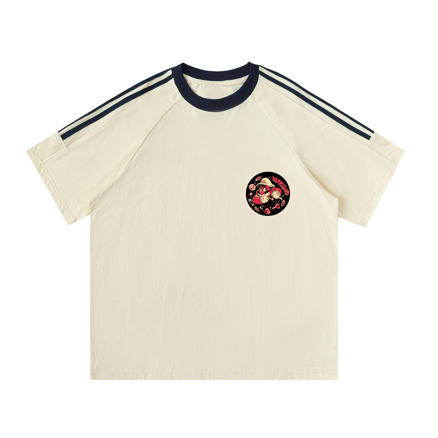 Contrast Tape Crewneck Cotton T-Shirt