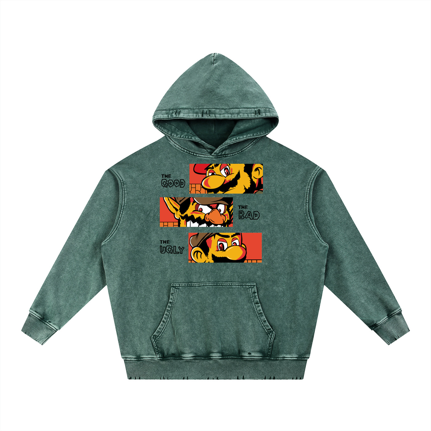 Anime Snow Wash Hand-Frayed Heavyweight  Hoodie