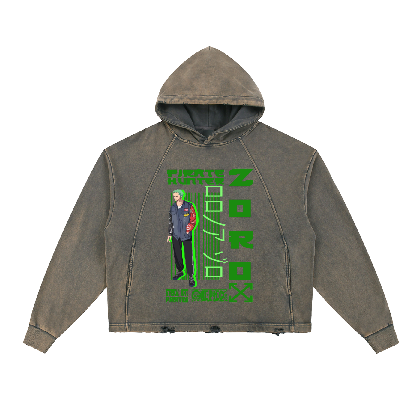Vintage Washed Frayed-Hem Hoodie