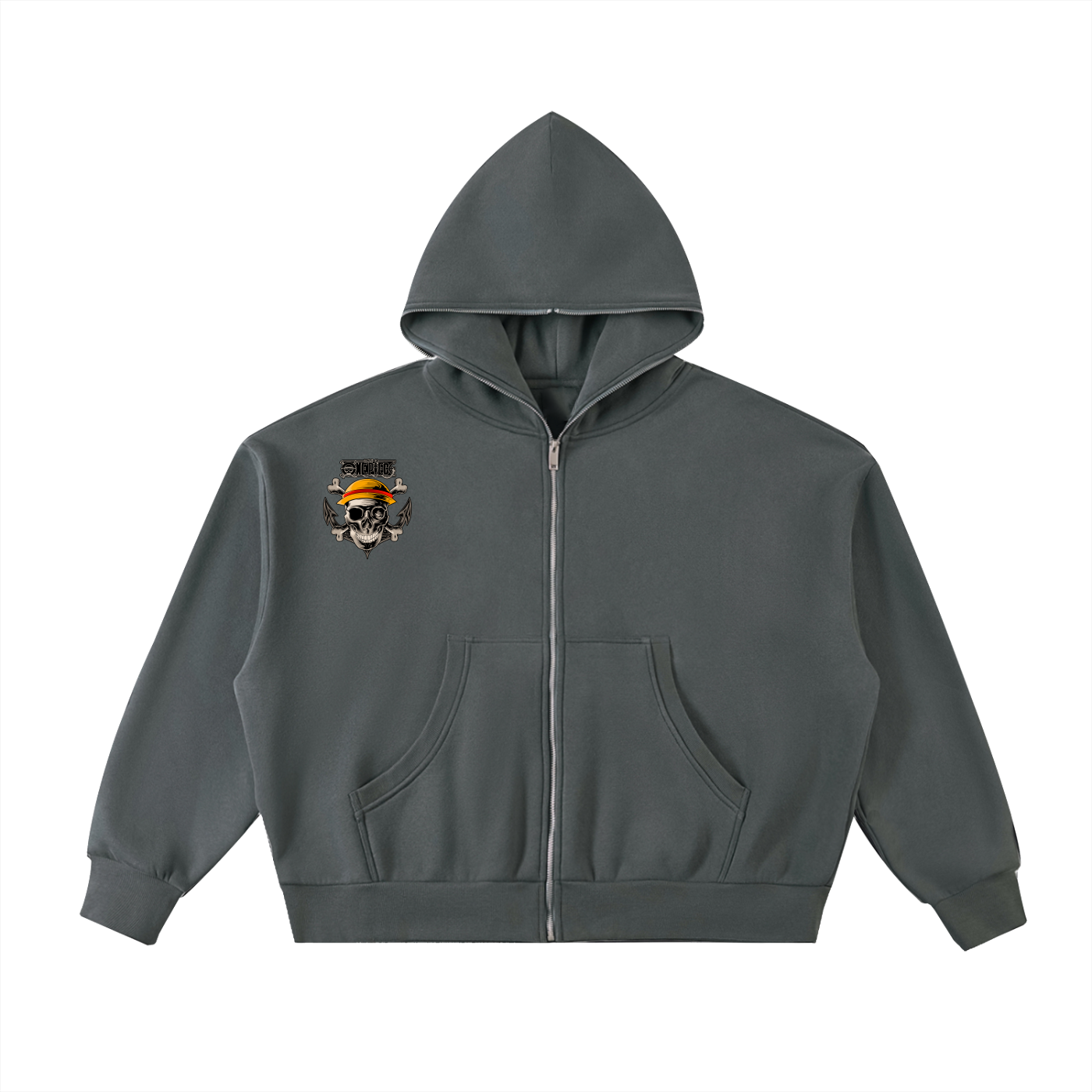Fleeced Full-Zip Boxy Hoodie
