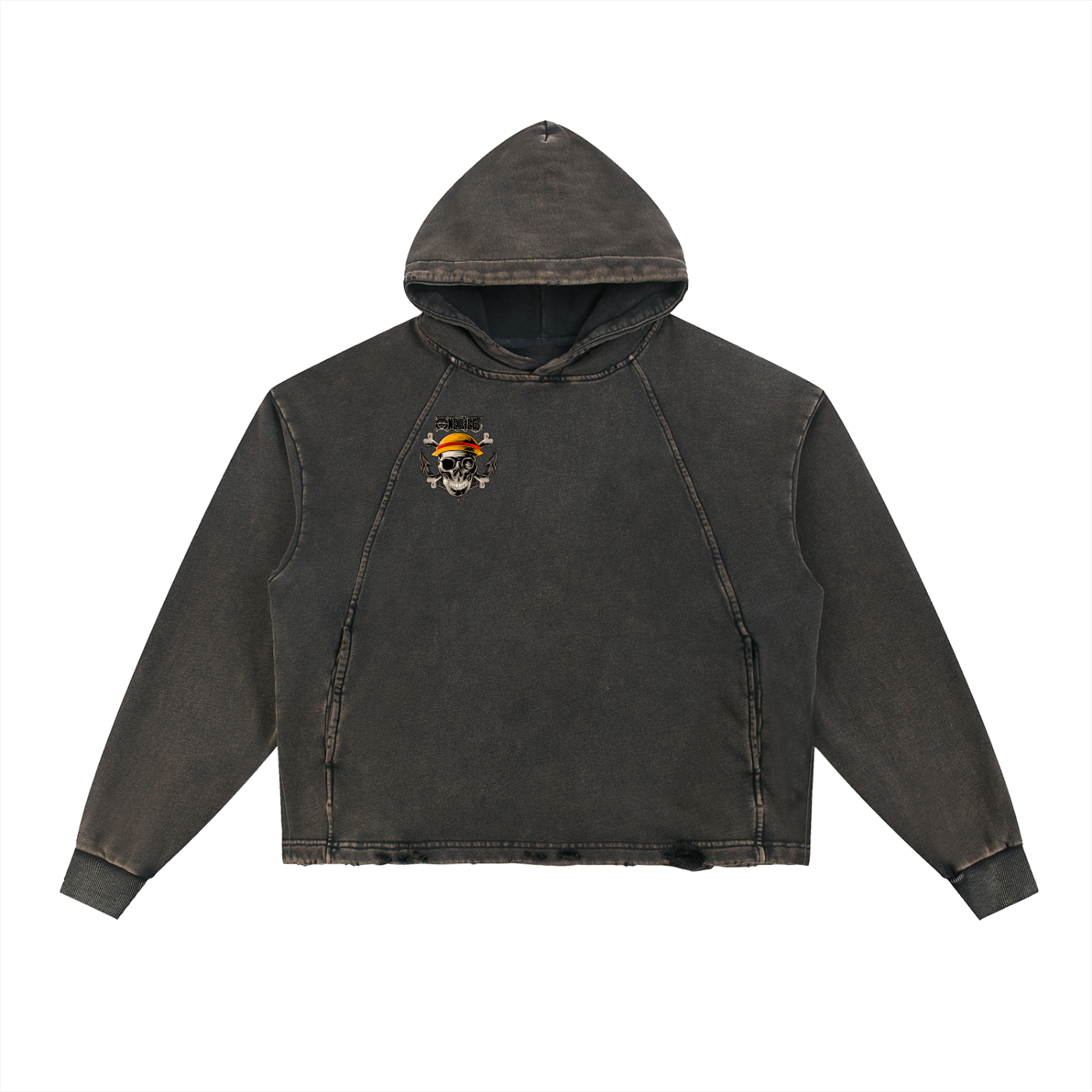 Vintage Washed Frayed-Hem Hoodie