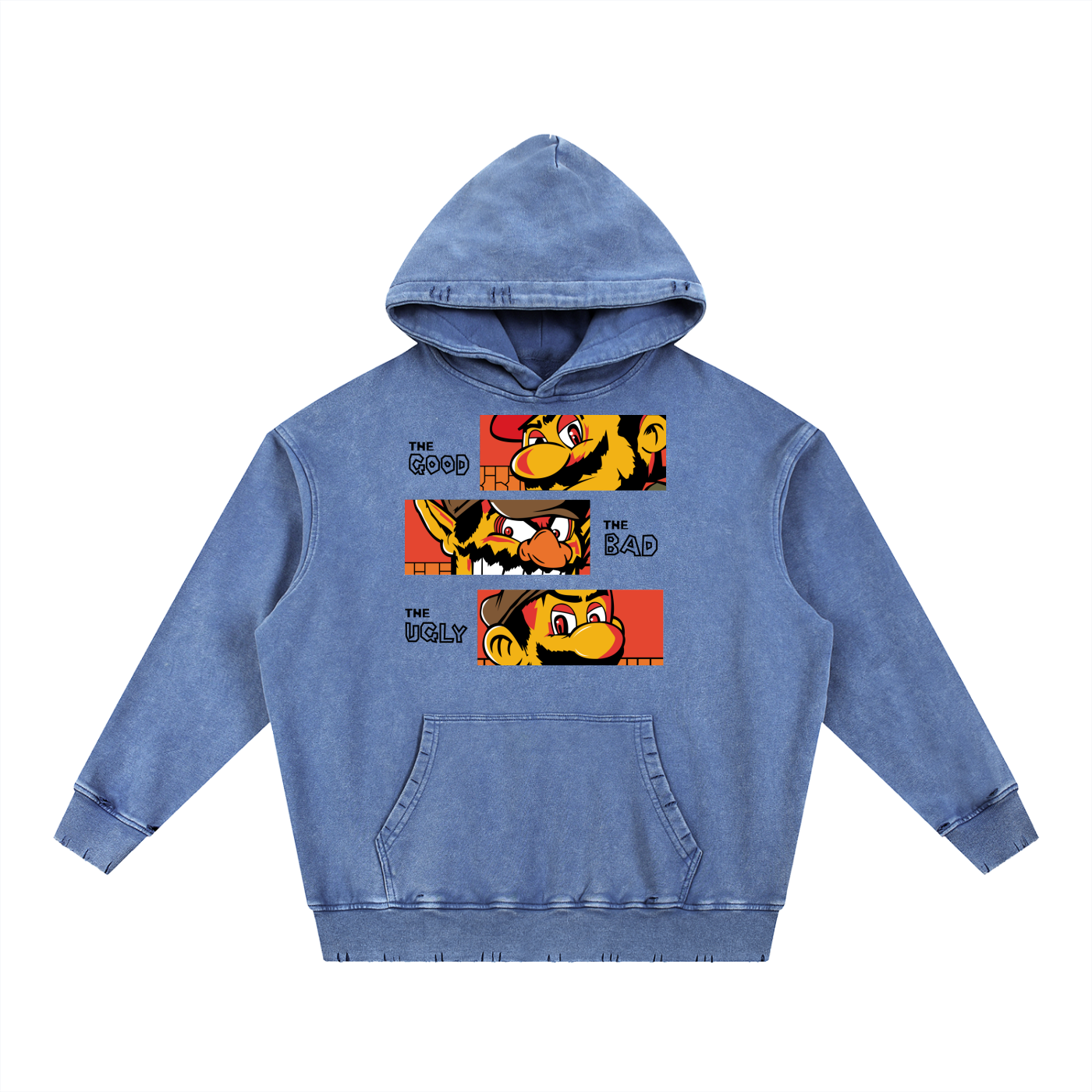 Anime Snow Wash Hand-Frayed Heavyweight  Hoodie