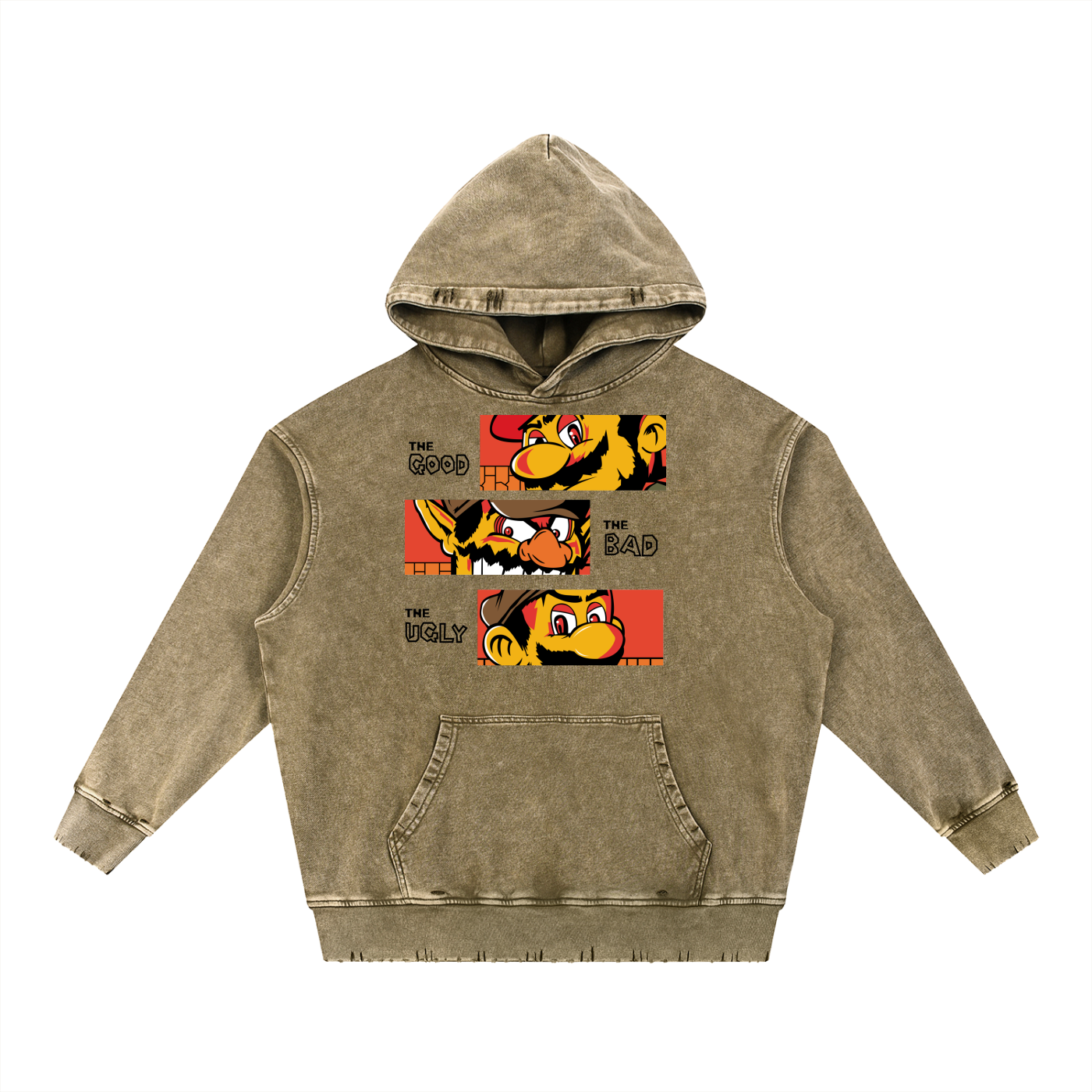 Anime Snow Wash Hand-Frayed Heavyweight  Hoodie
