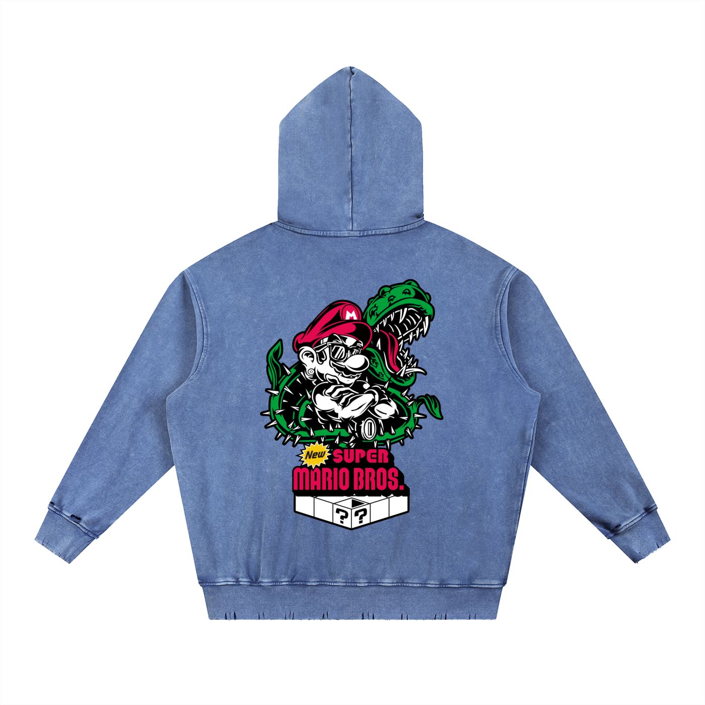 Anime Snow Wash Hand-Frayed Heavyweight  Hoodie