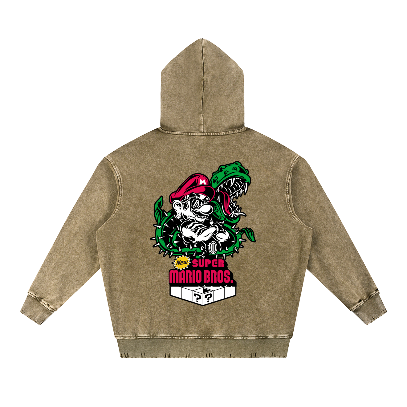 Anime Snow Wash Hand-Frayed Heavyweight  Hoodie