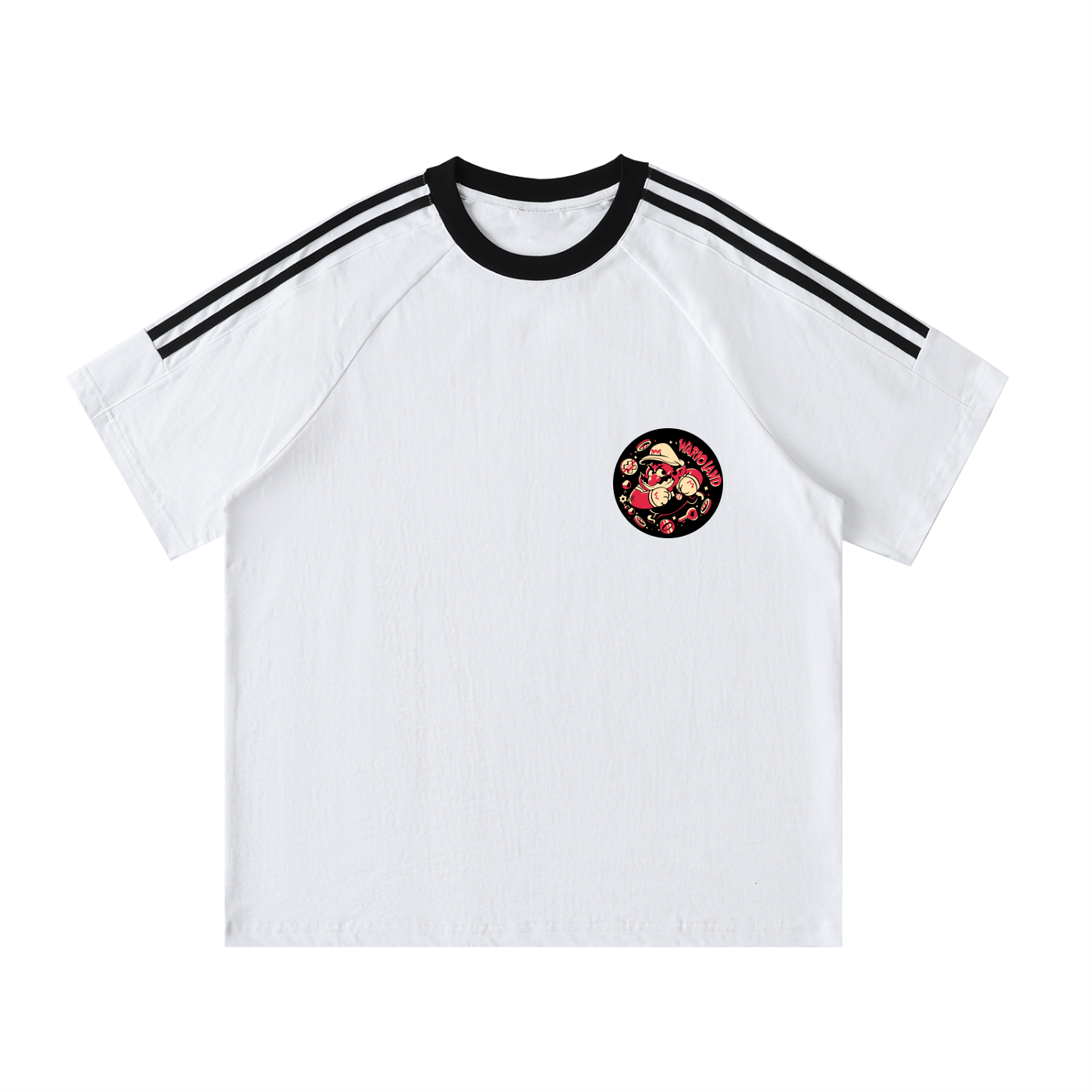 Contrast Tape Crewneck Cotton T-Shirt