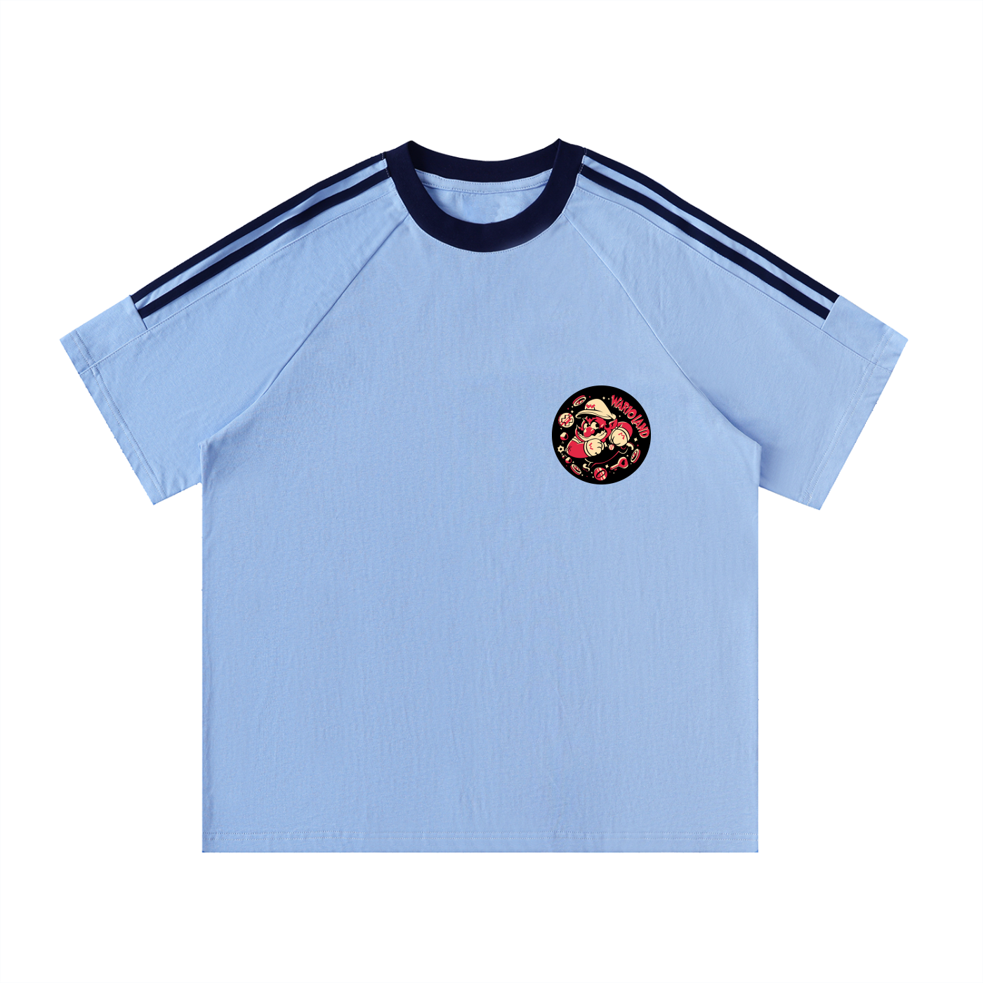 Contrast Tape Crewneck Cotton T-Shirt