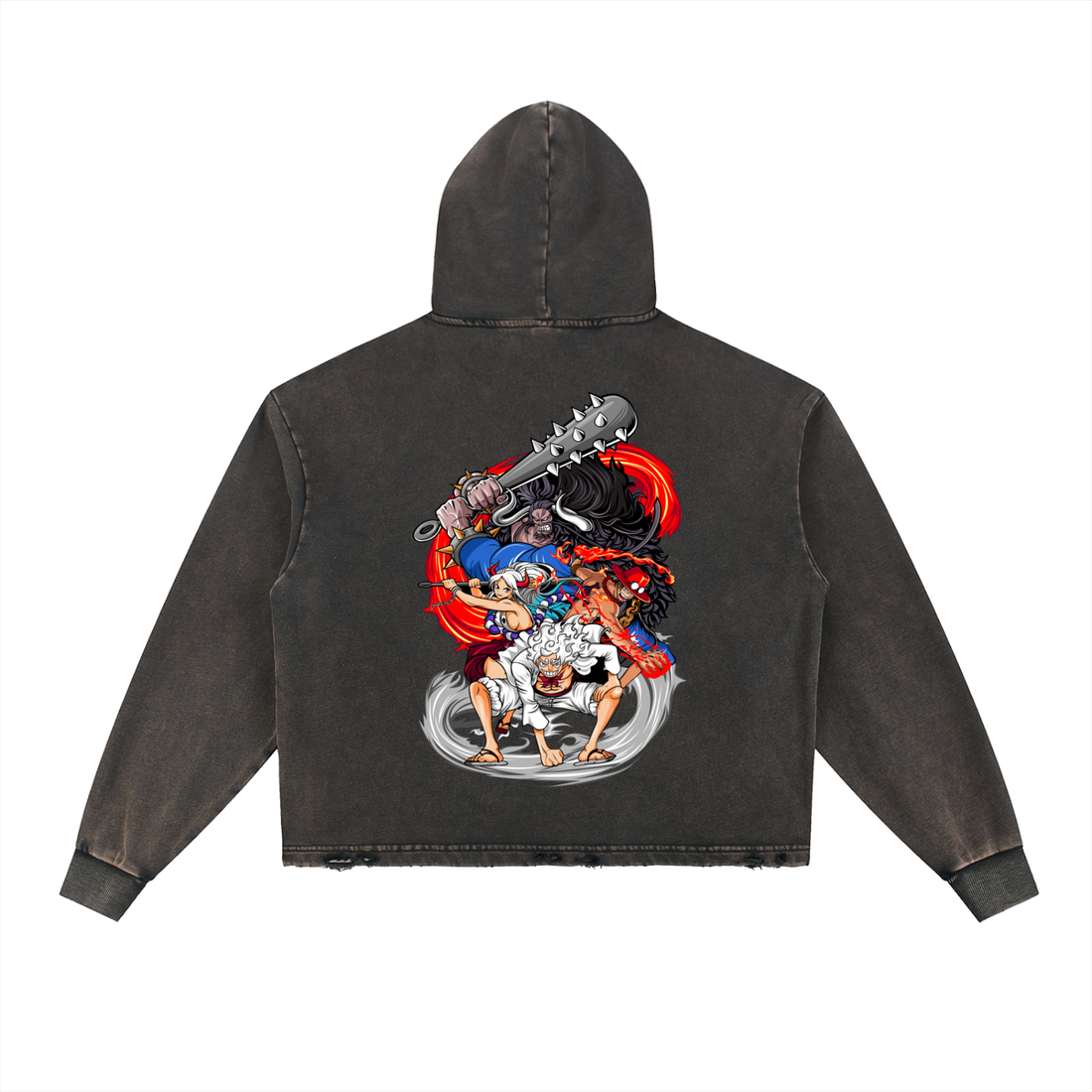 Vintage Washed Frayed-Hem Hoodie