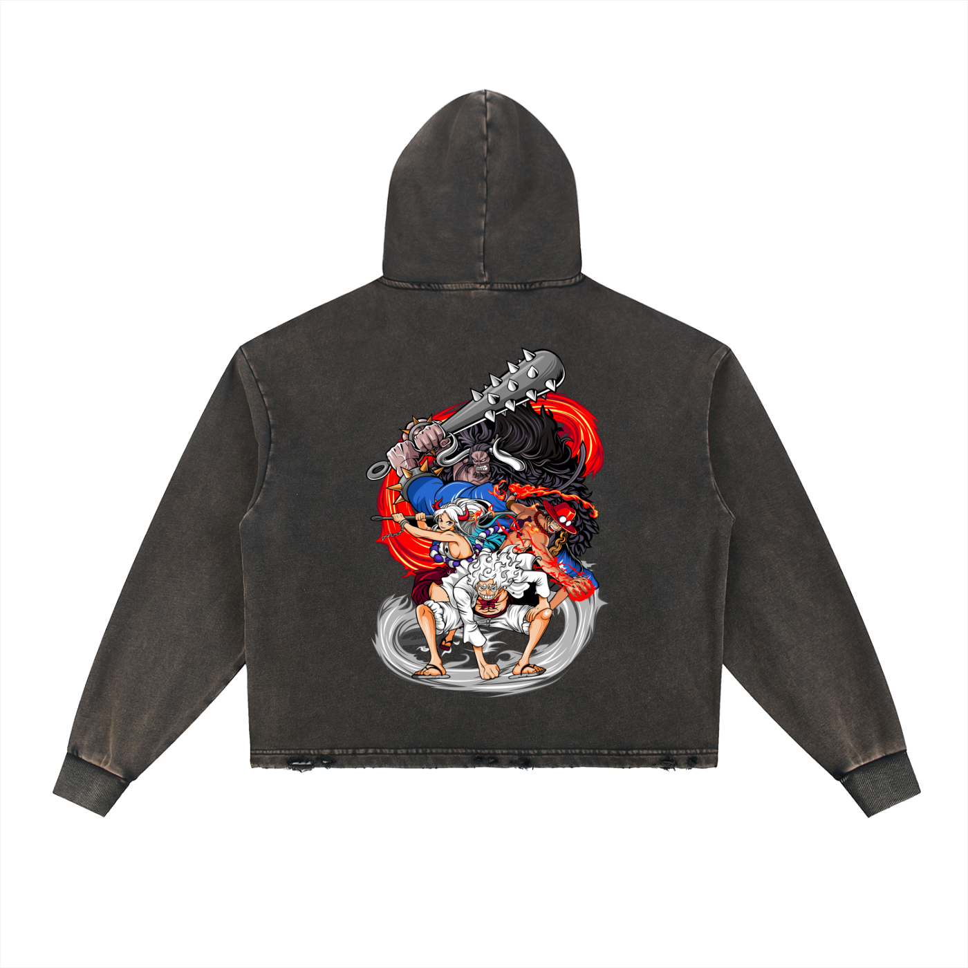 Vintage Washed Frayed-Hem Hoodie