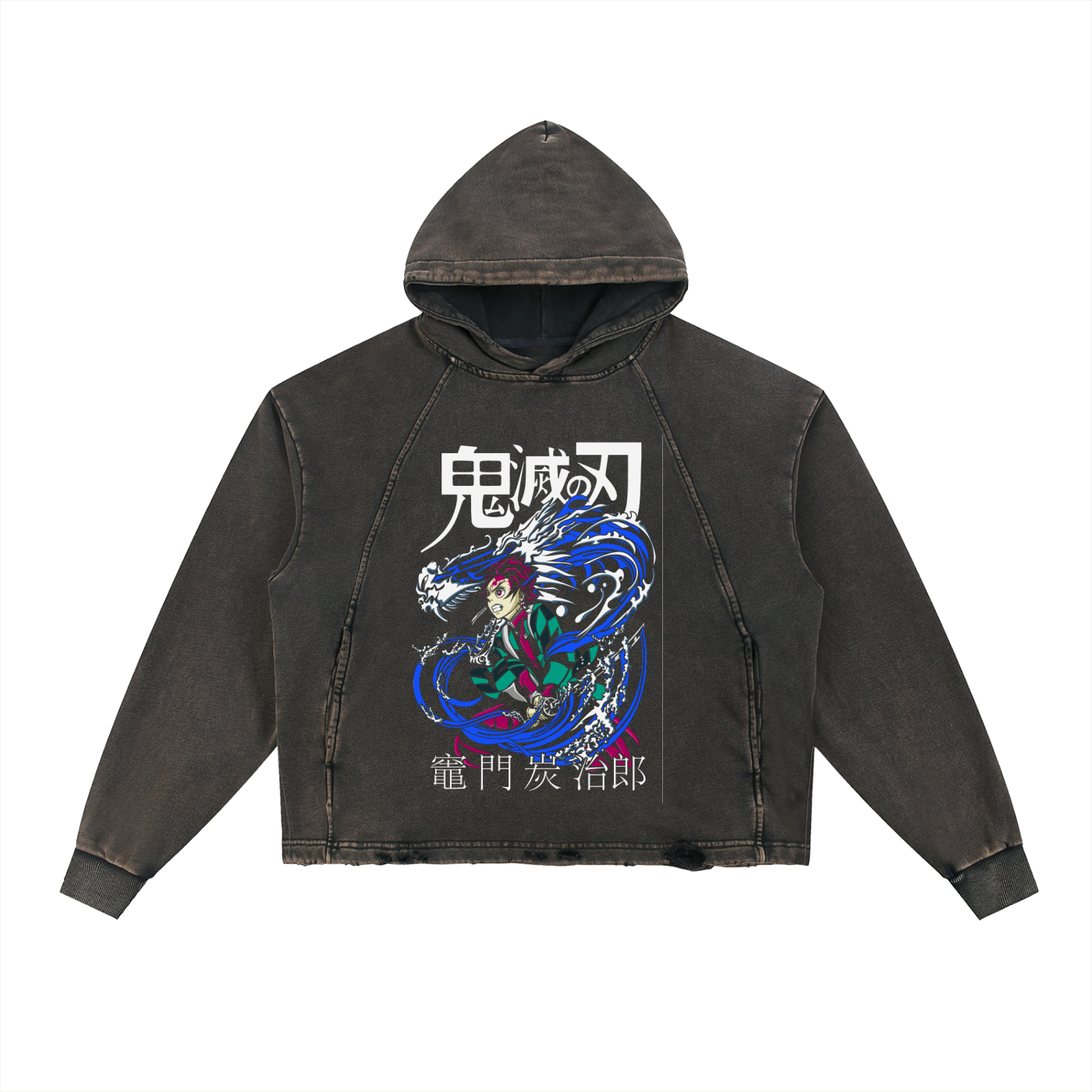 Vintage Washed Frayed-Hem Hoodie