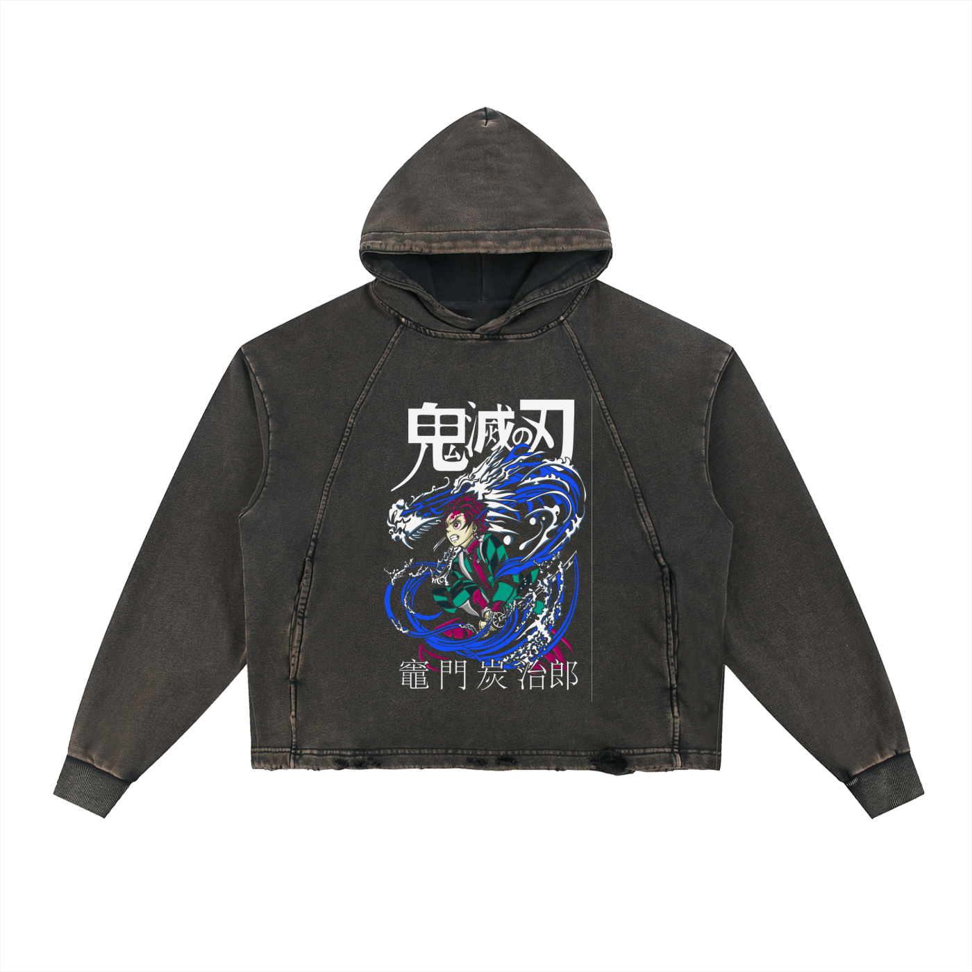 Vintage Washed Frayed-Hem Hoodie