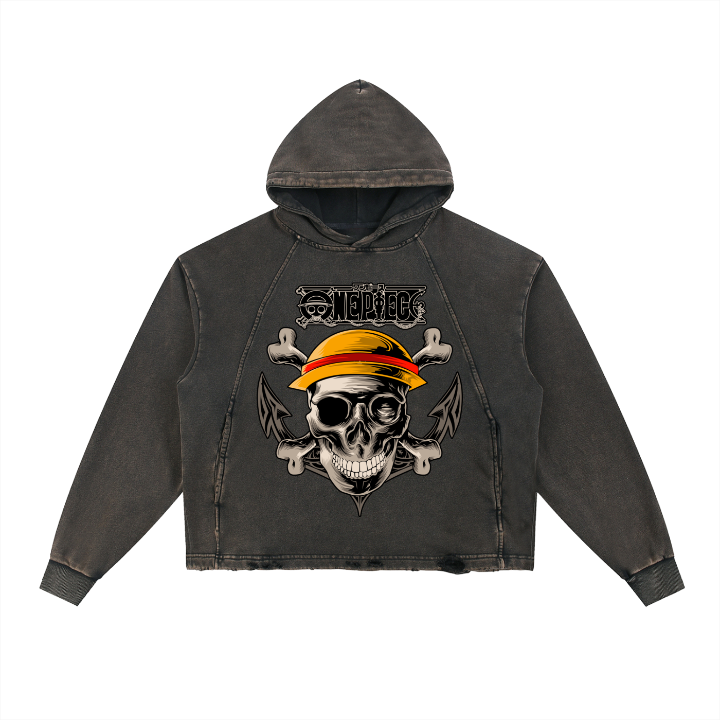 Vintage Washed Frayed-Hem Hoodie