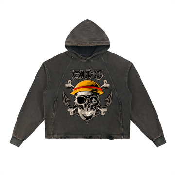 Vintage Washed Frayed-Hem Hoodie