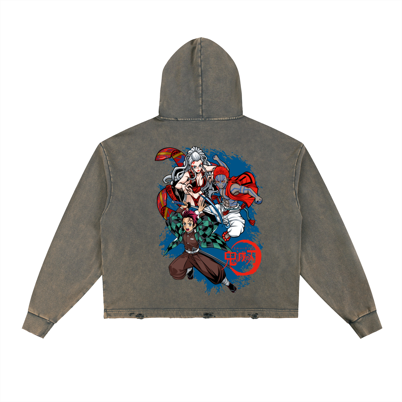 Vintage Washed Frayed-Hem Hoodie