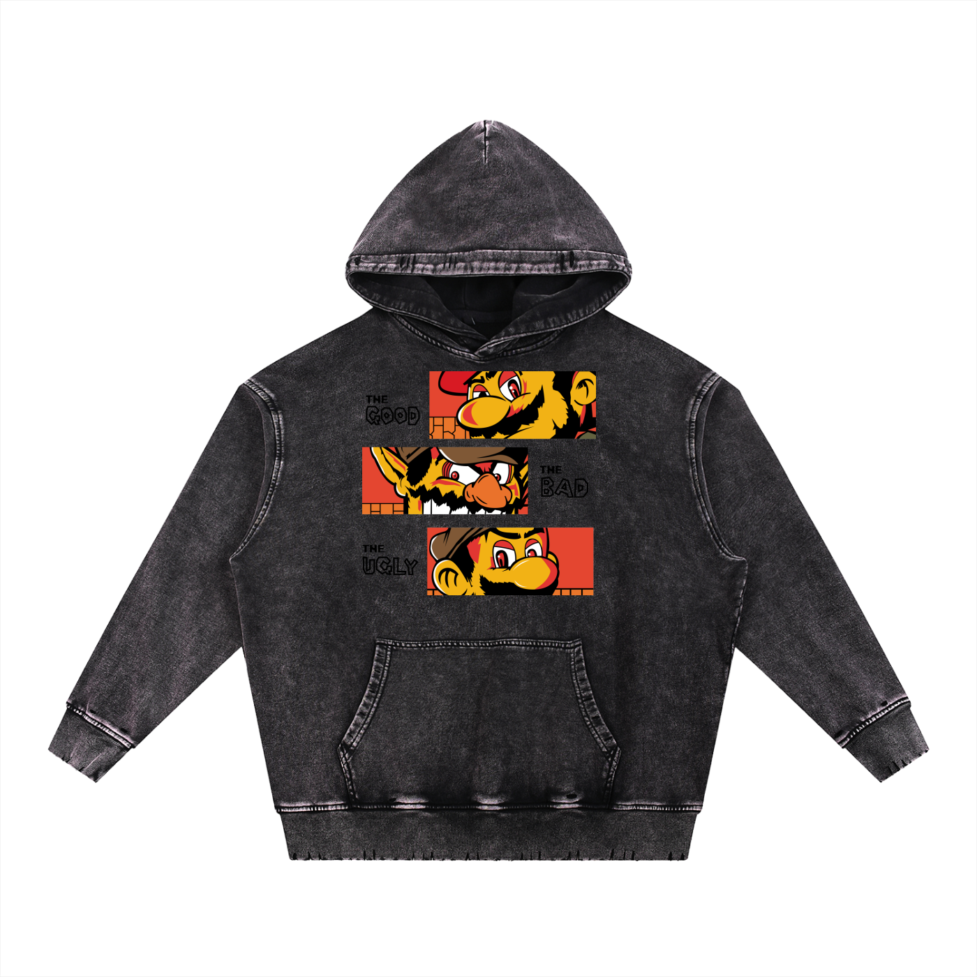 Anime Snow Wash Hand-Frayed Heavyweight  Hoodie