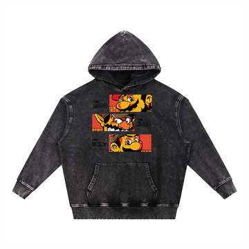 Anime Snow Wash Hand-Frayed Heavyweight  Hoodie