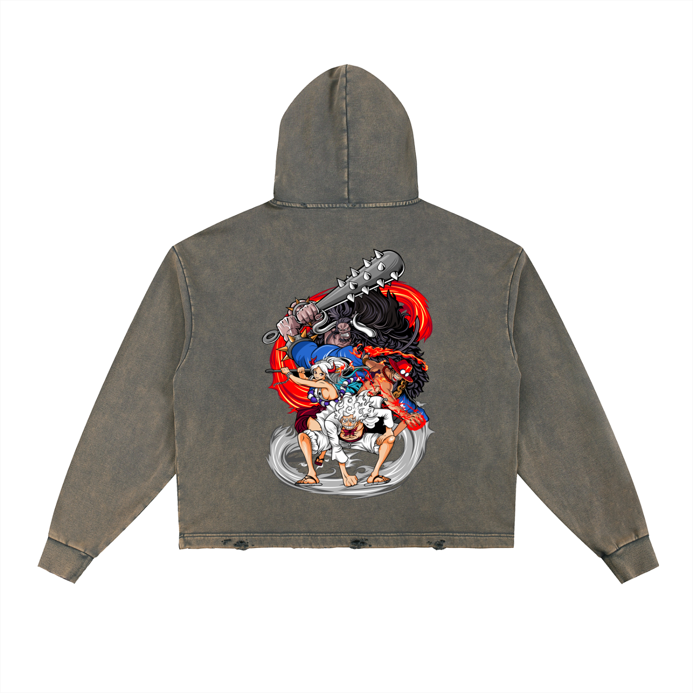 Vintage Washed Frayed-Hem Hoodie
