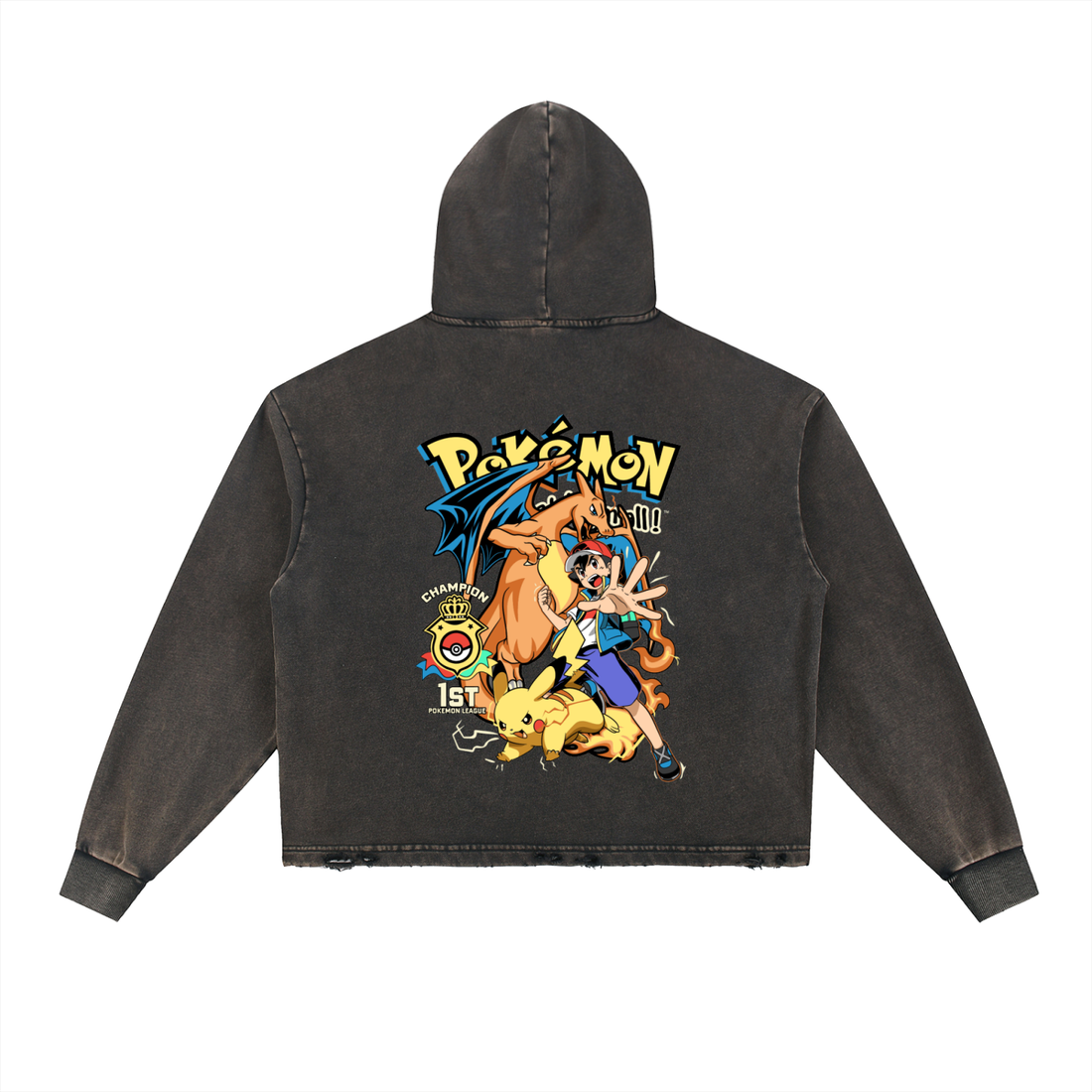 Vintage Washed Frayed-Hem Hoodie