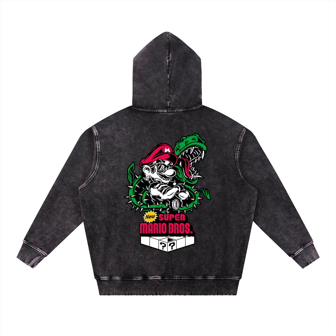 Anime Snow Wash Hand-Frayed Heavyweight  Hoodie