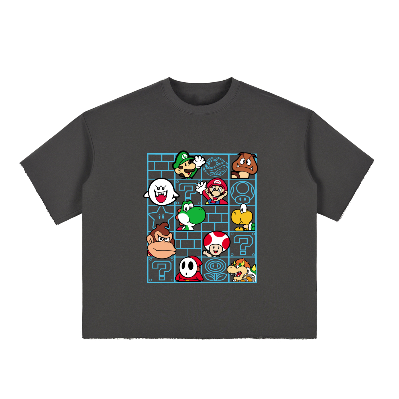 Boxy Half-Sleeve Raw-Edge T-Shirt