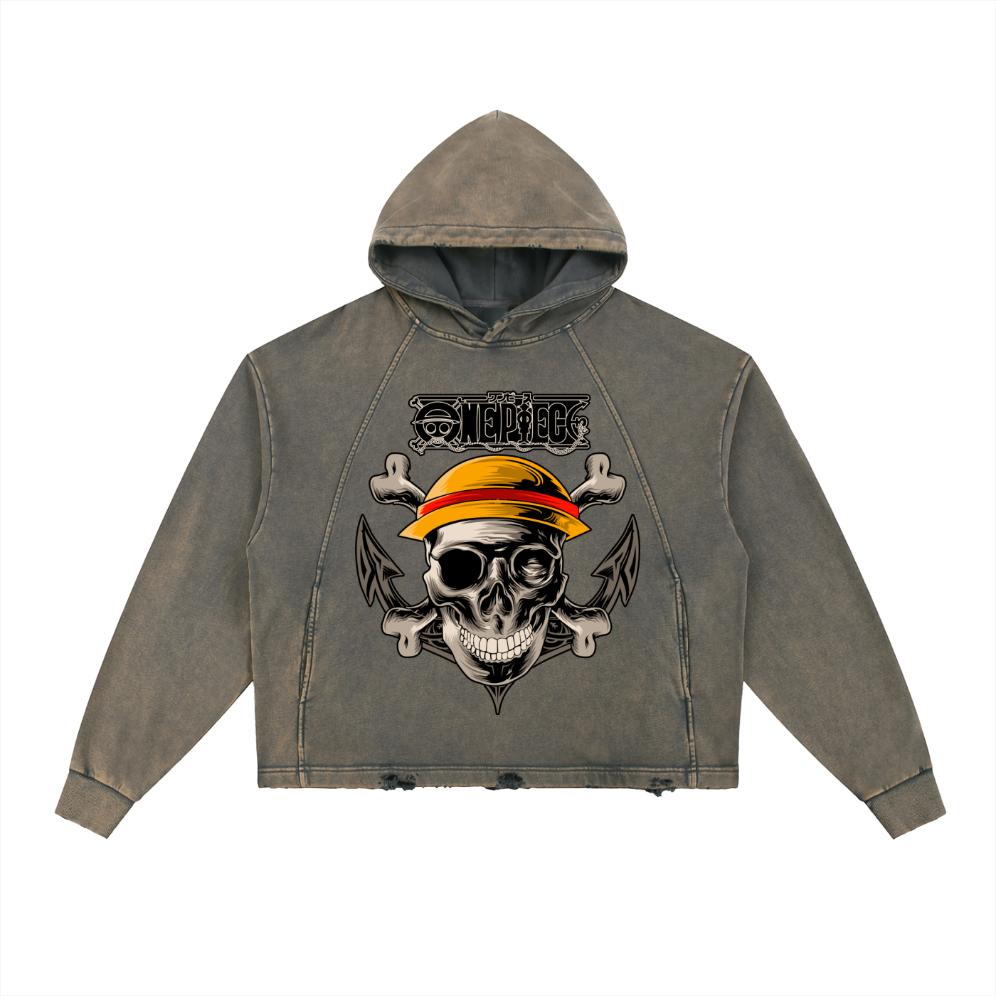 Vintage Washed Frayed-Hem Hoodie